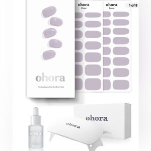 NEW Ohora Starter Kit Cream Lavender Semi Cured Gel Nails UV Lamp Easy Remover